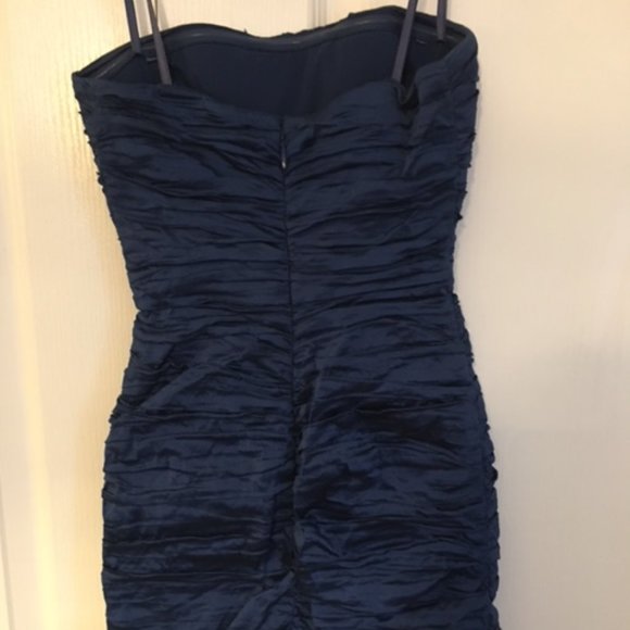 BCBG MAX AZRIA Ruched Metal Mariko Dress Cobalt Blue - Picture 3 of 4